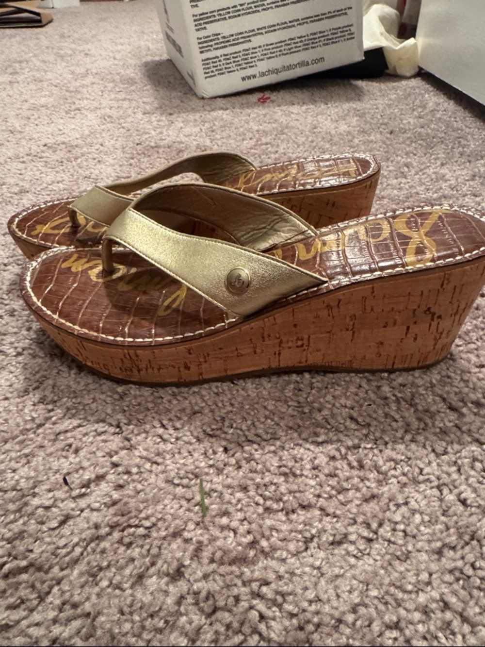 Sam Edelman Metallic Gold Platform Thong Sandals - Picture 3 of 4